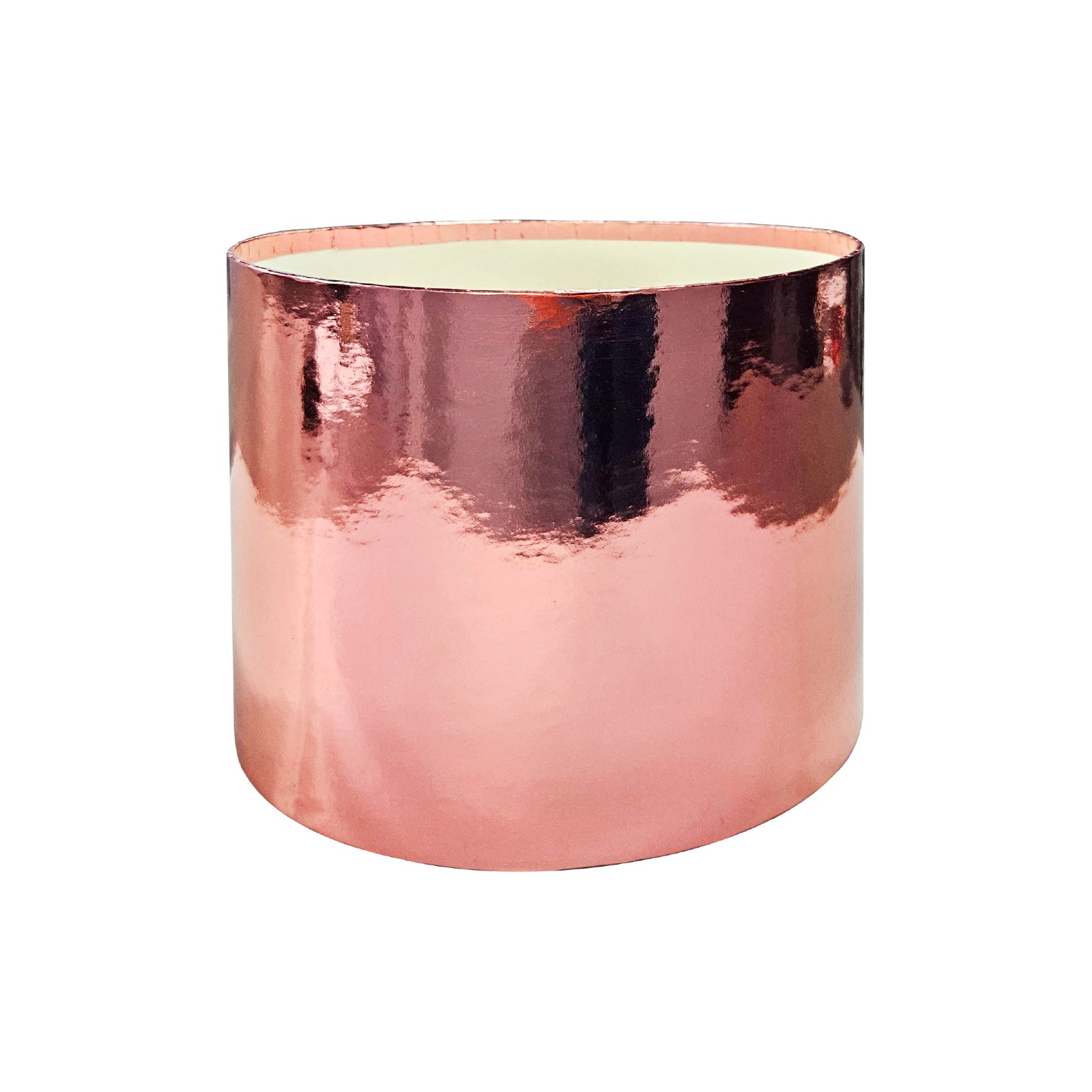 Caja floral metalica en forma de cilindro, caja de cartón rígido para arreglos florales