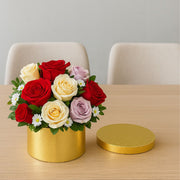 Caja floral en forma de cilindro, caja de cartón rígido para arreglos florales