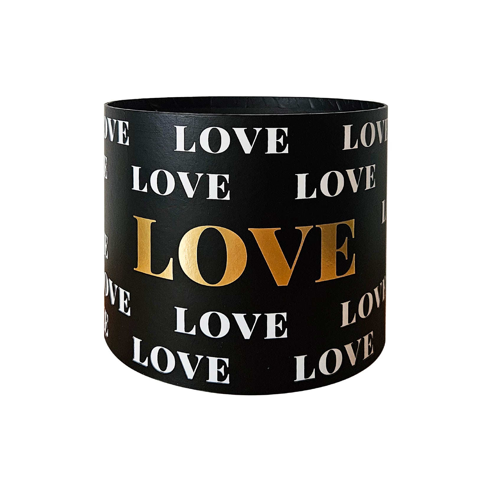 Caja floral love en forma de cilindro, caja de cartón rígido para arreglos florales