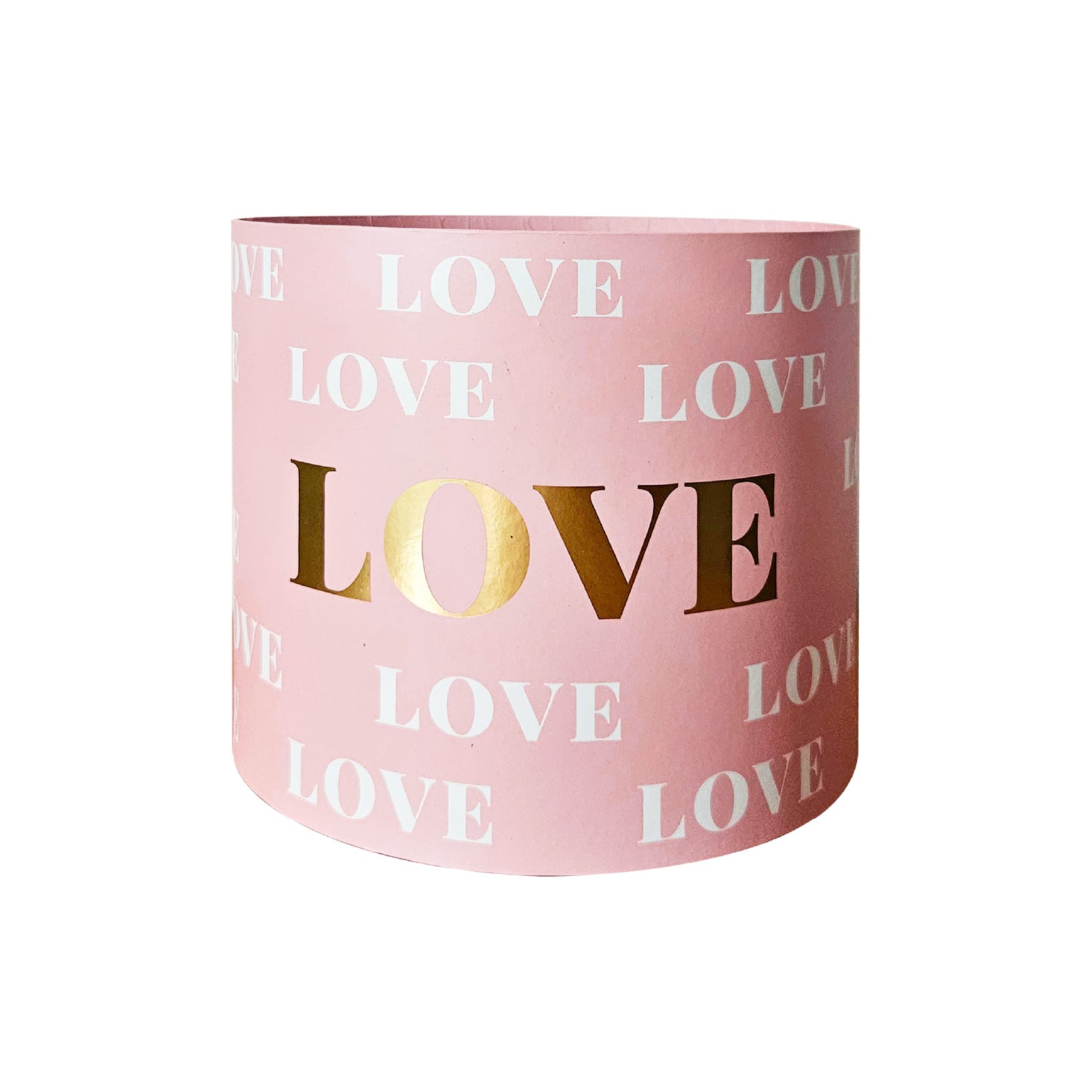 Caja floral love en forma de cilindro, caja de cartón rígido para arreglos florales