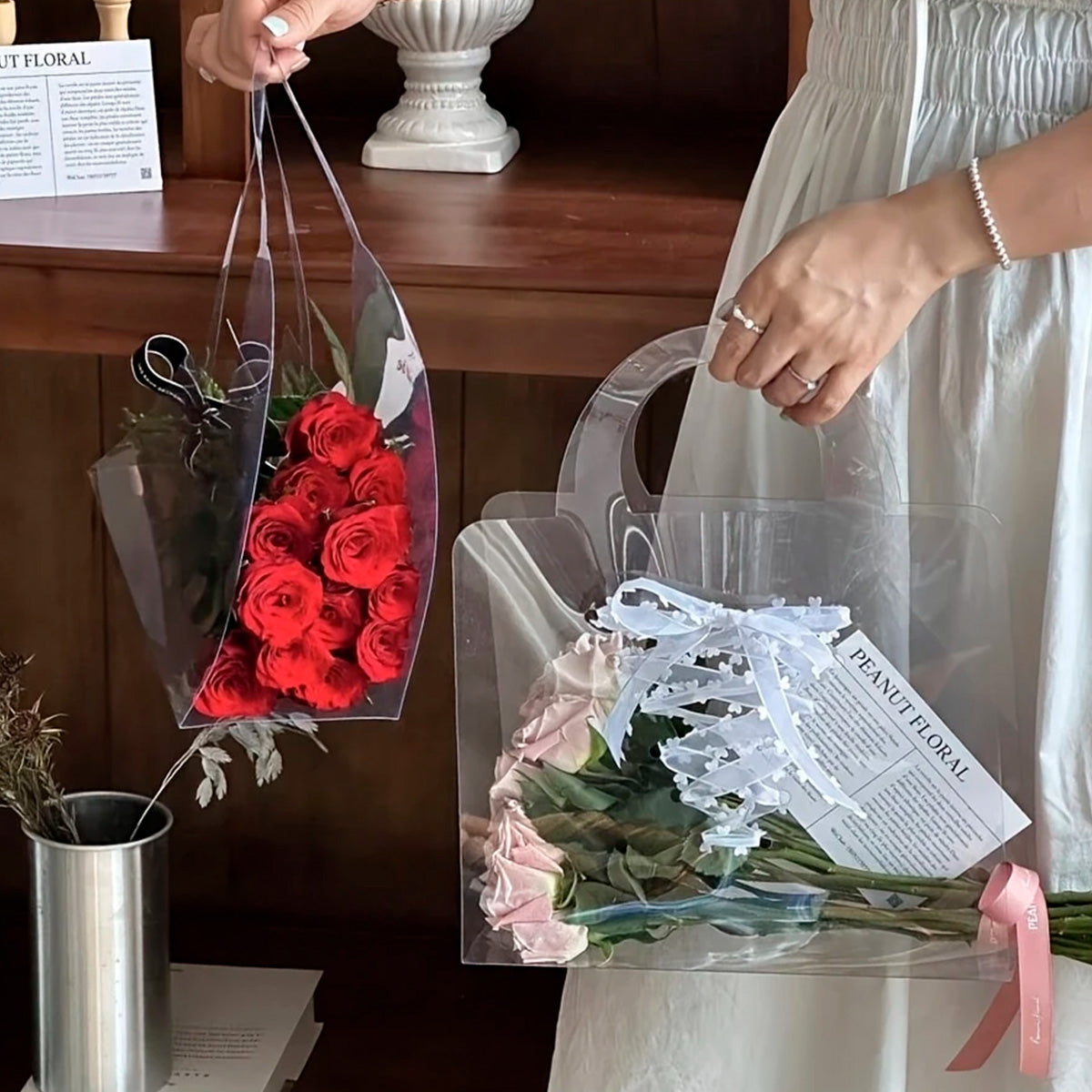 bolsa transparente para flores