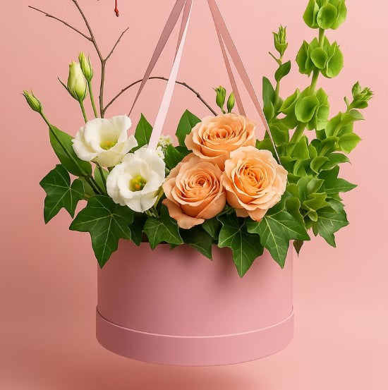 Caja floral estilo francés, caja para flores cartón rígido con tapa con ventana plástica 3 piezas