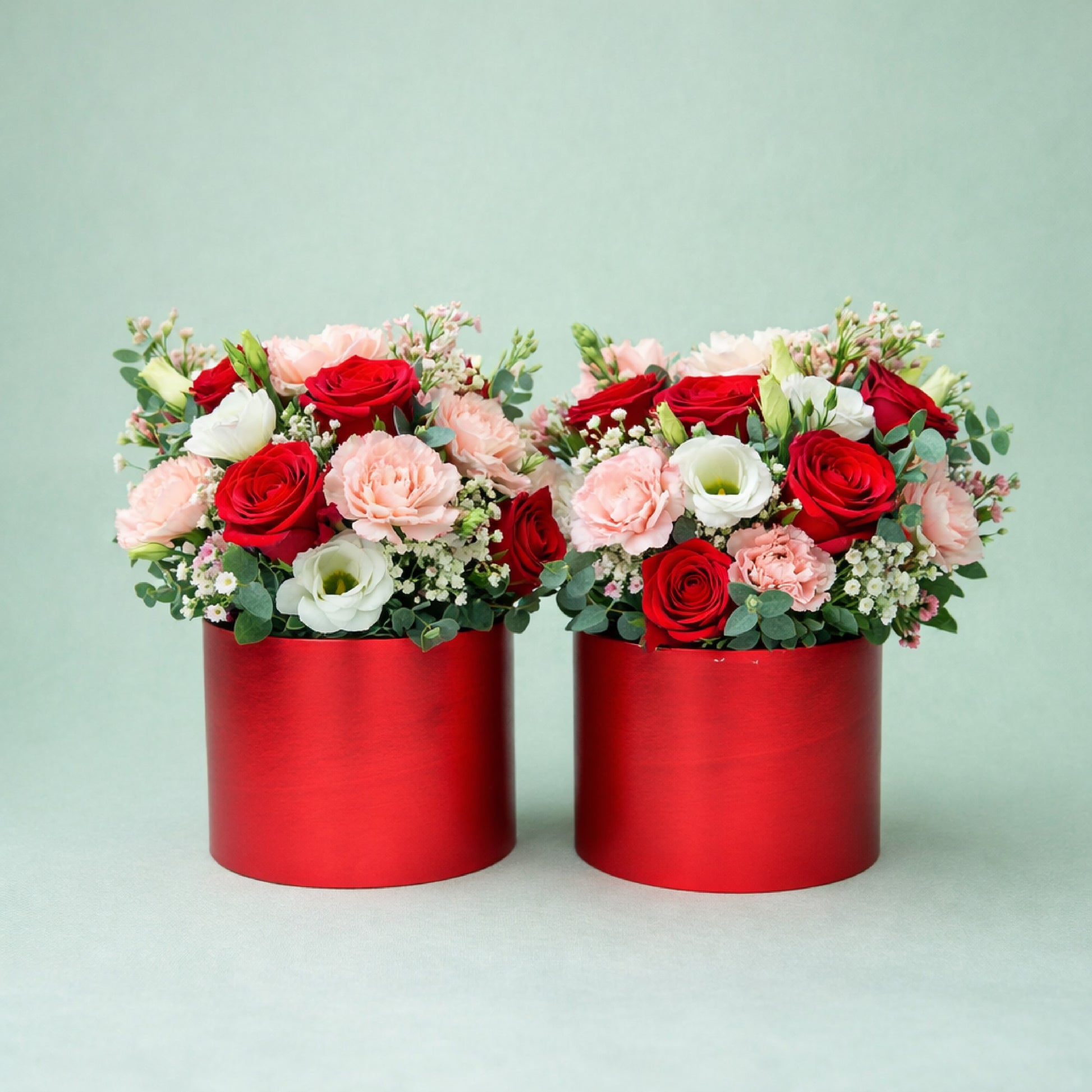 cilindro para flores, caja para flores roja