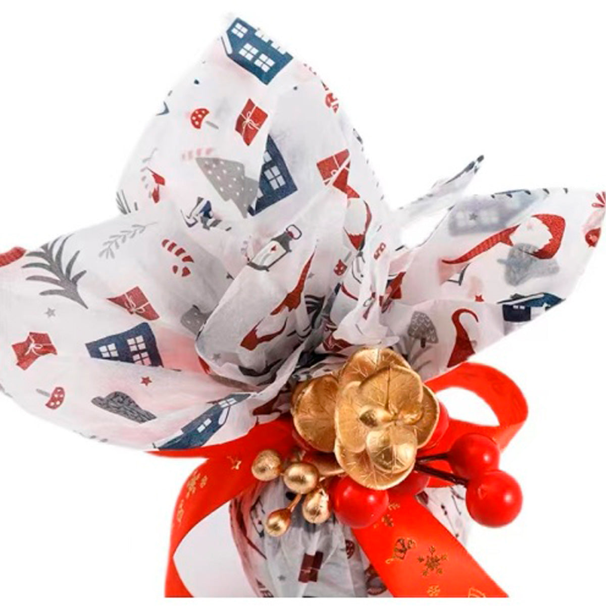 Papel tipo seda navideño paquete de 10 pliegos con diseños variados para arreglos florales, ramos y flores.