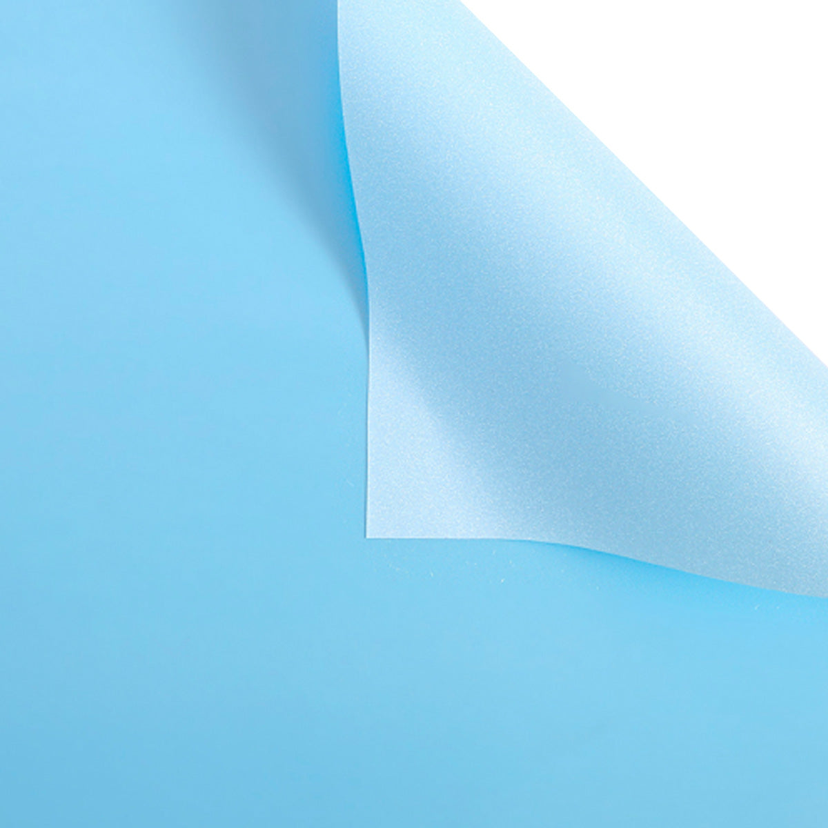 Papel glitter metálico doble vista para envolver ramos florales color celeste