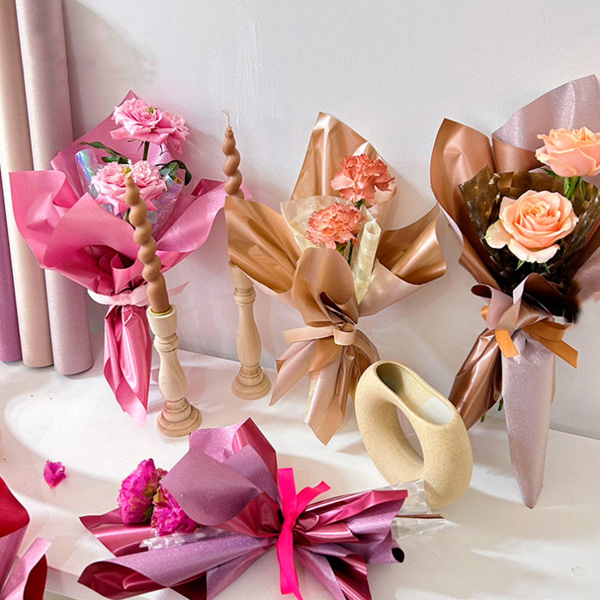 Bouquet floral con Papel plástico para ramos