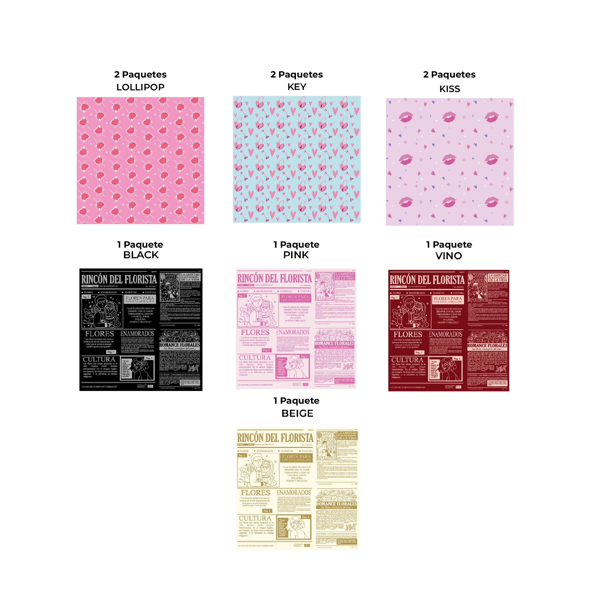 Promo papel coreano premium San Valentín | Paq. 200 pliegos | Papel para ramos