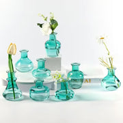 Set de Mini Jarrones de Vidrio Color Aqua – Jarrones Decorativos para Flores y Centros de Mesa