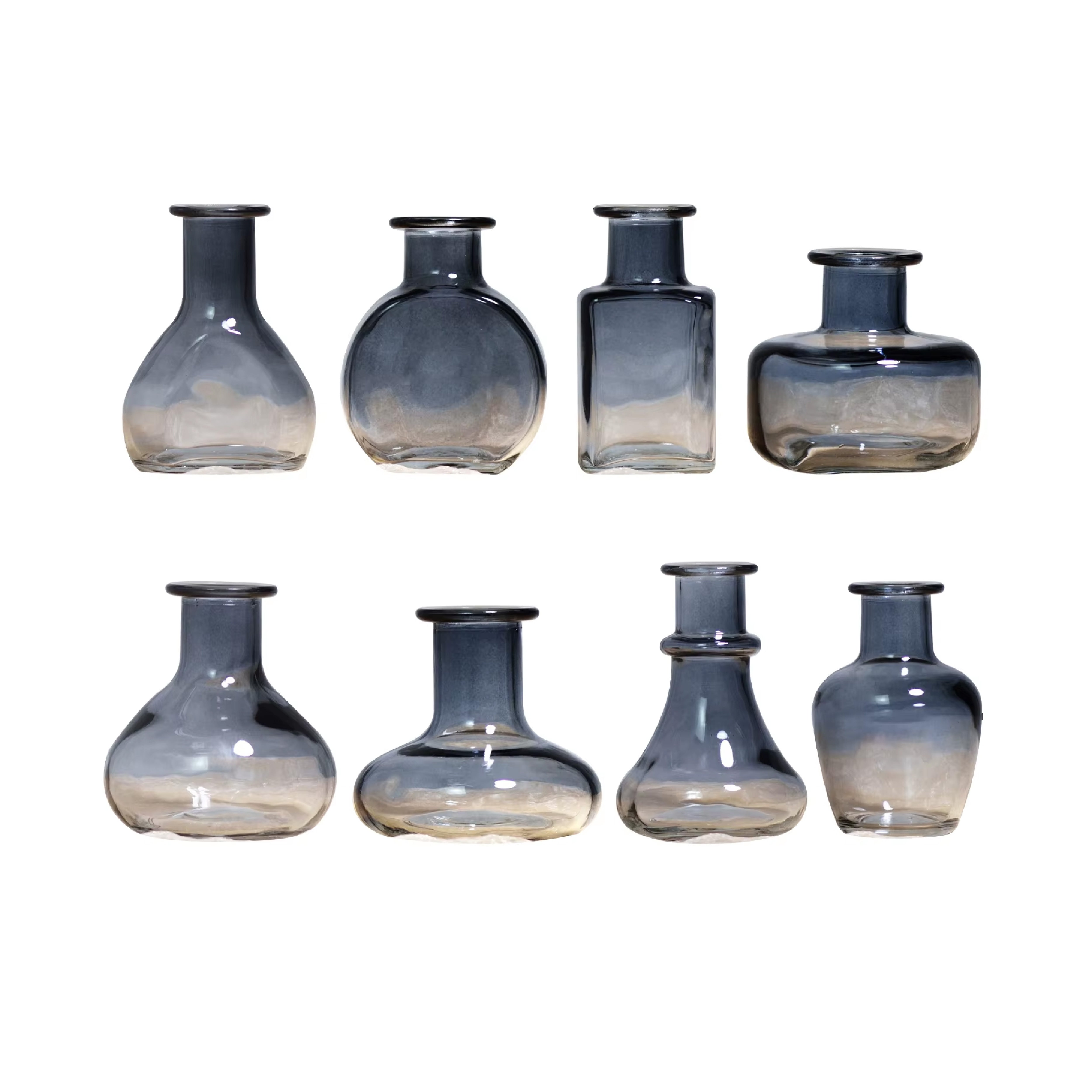 Set de Jarrones de Vidrio Pequeños Transparente – Mini Jarrones Decorativos para Flores