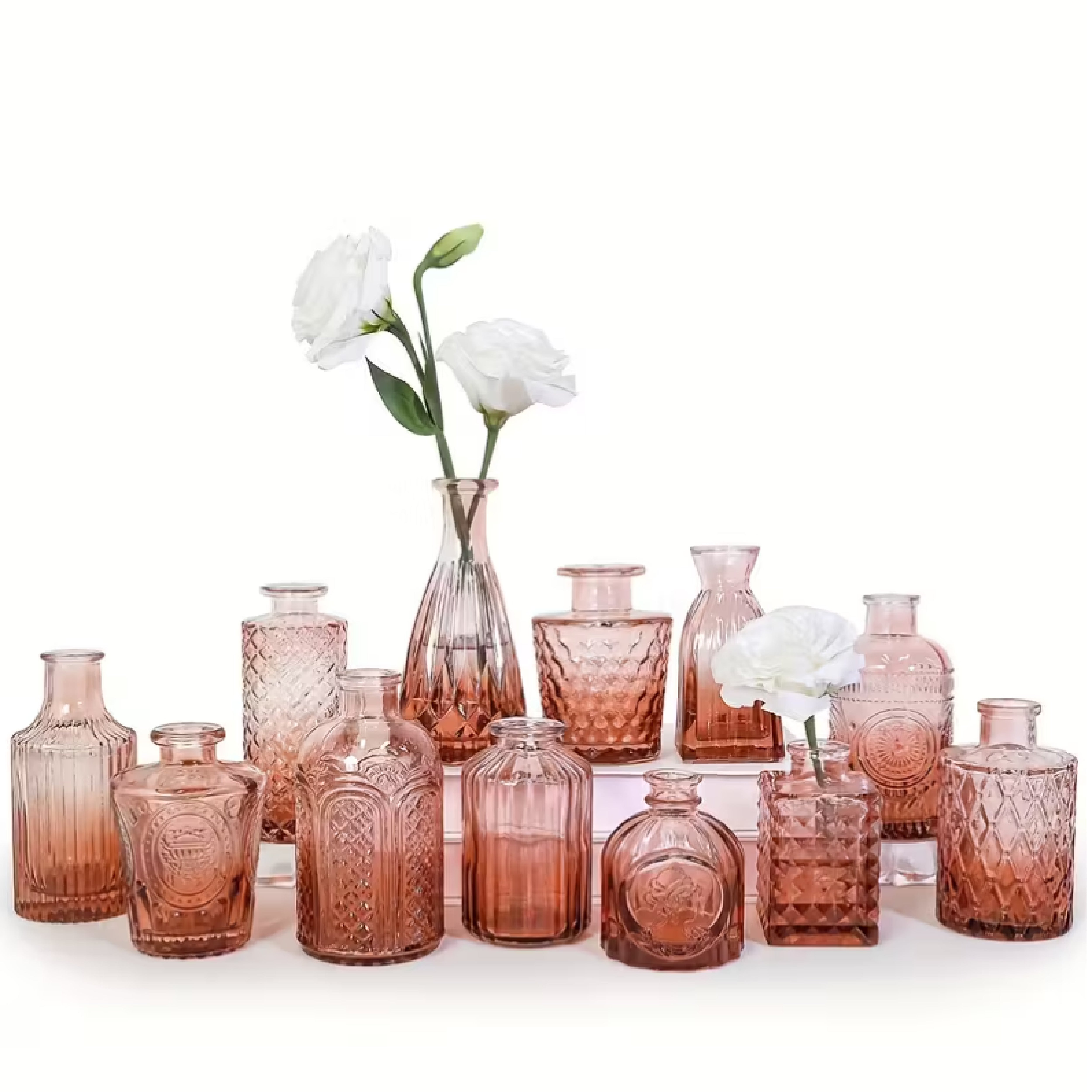 Set de Jarrones de Vidrio Rojo – Mini Floreros Decorativos para Centros de Mesa