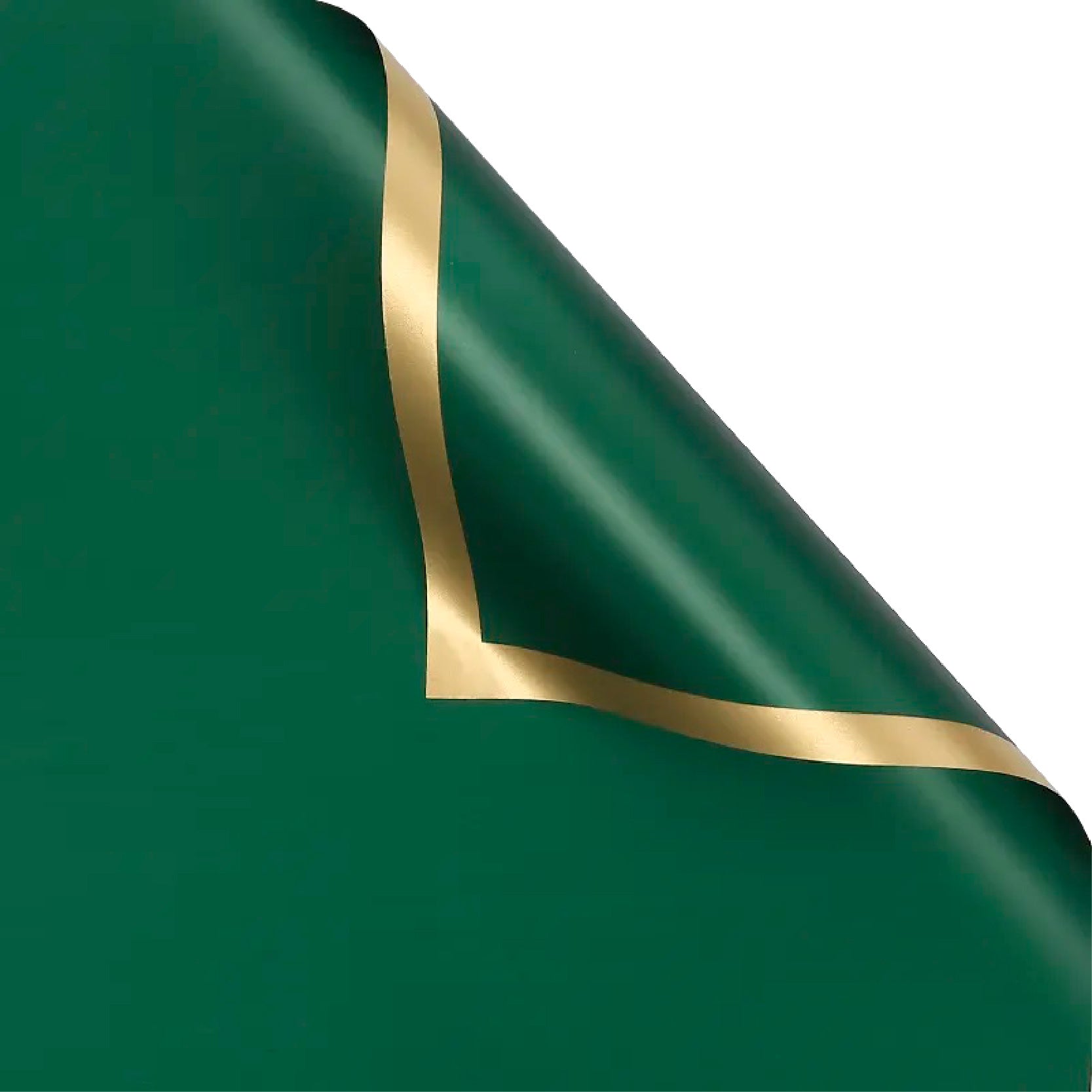 Paquete de 20 pliegos de papel coreano mate para ramos de flores, con líneas doradas y variantes de color verde.