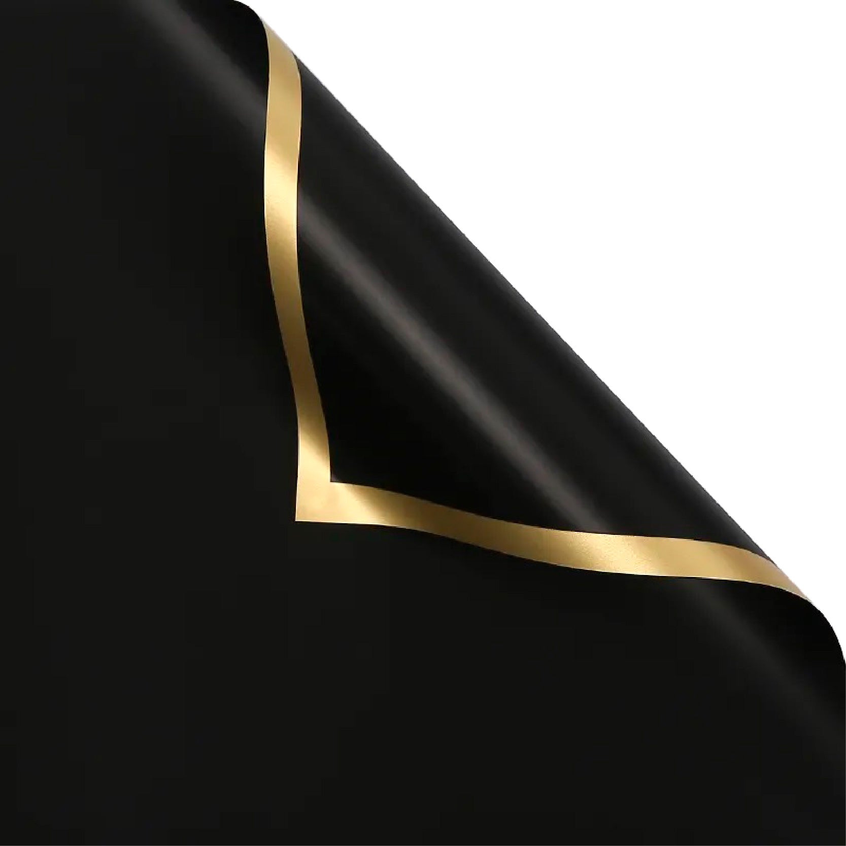 Paquete de 20 pliegos de papel coreano mate para ramos de flores, con líneas doradas y variantes de color negro.