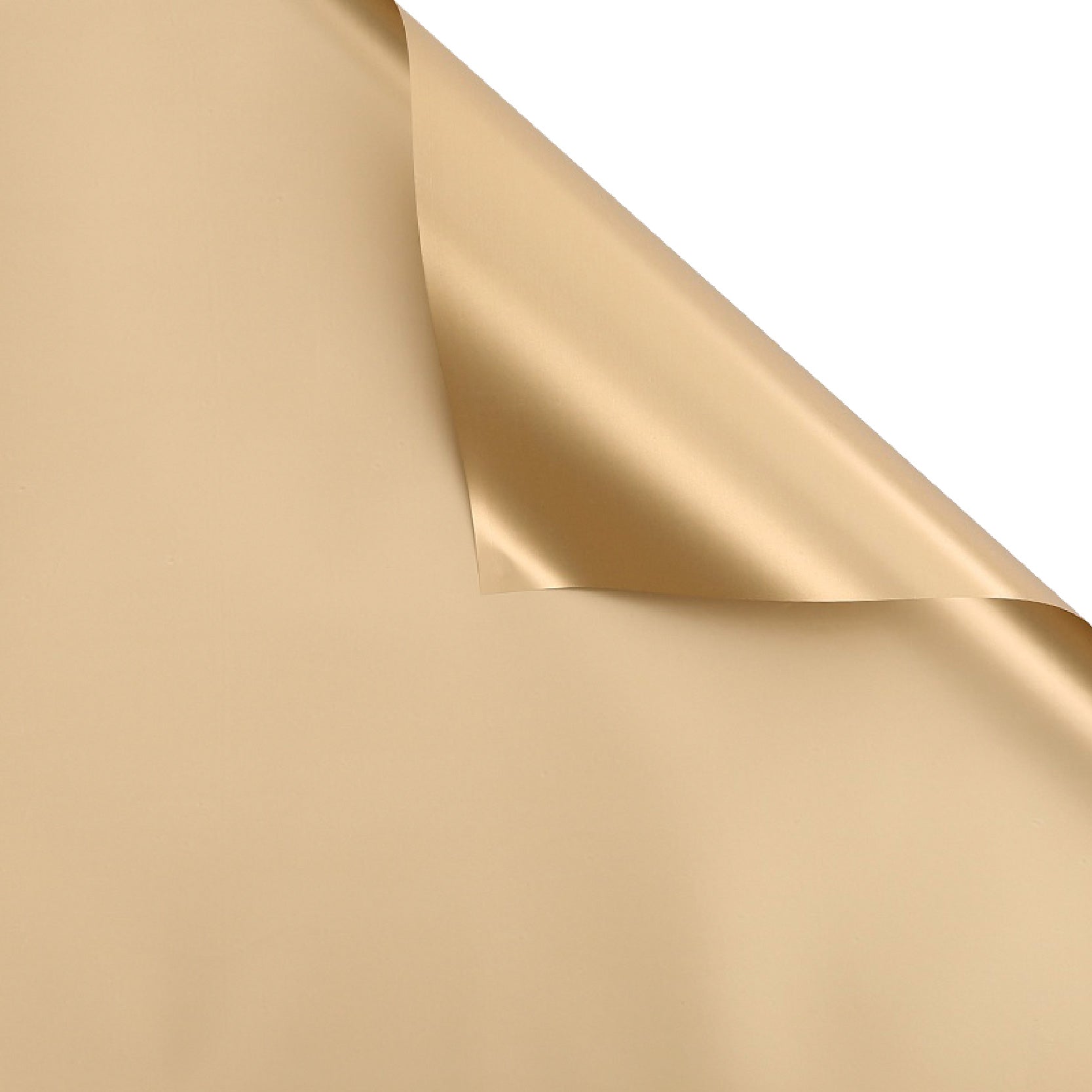 Paquete de 20 pliegos de papel coreano metalizado en colores dorado. Material brillante para envolver ramos y flores.