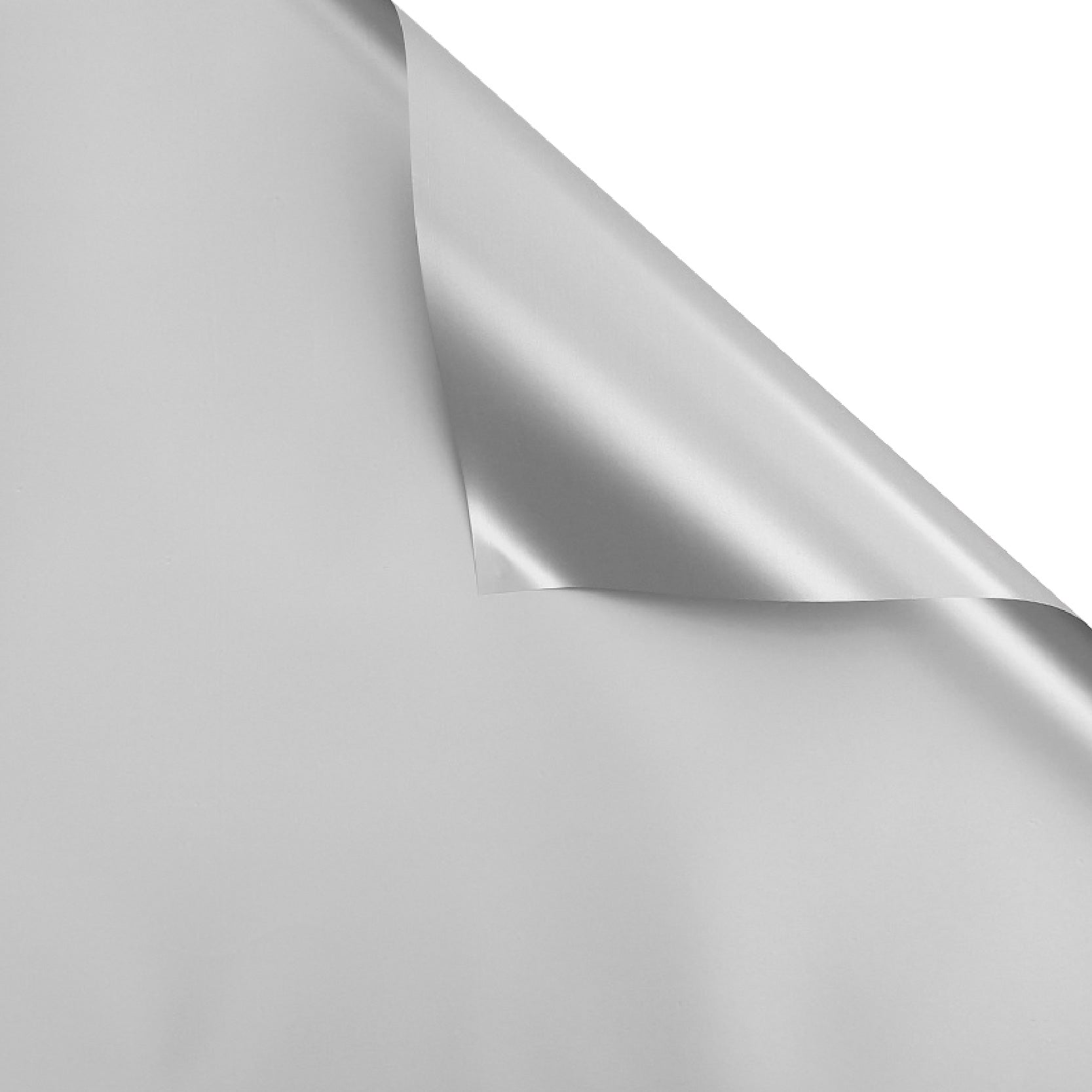 Paquete de 20 pliegos de papel coreano metalizado en colores  plateado. Material brillante para envolver ramos y flores.