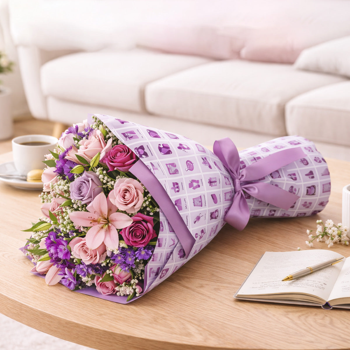 Papel coreano lila para ramos