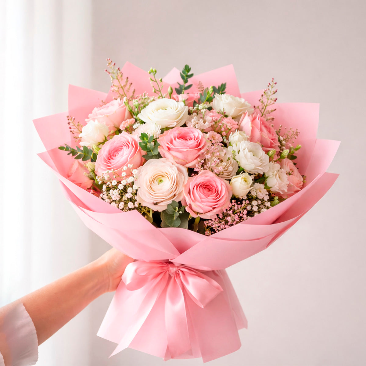 PAPEL COREANO ROSA BOUQUET FLORAL ROSA