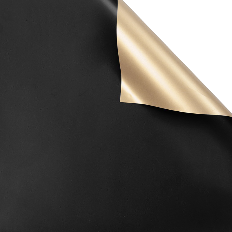 Papel coreano doble vista dorado color negro – paquete de 20 pliegos para ramos y flores