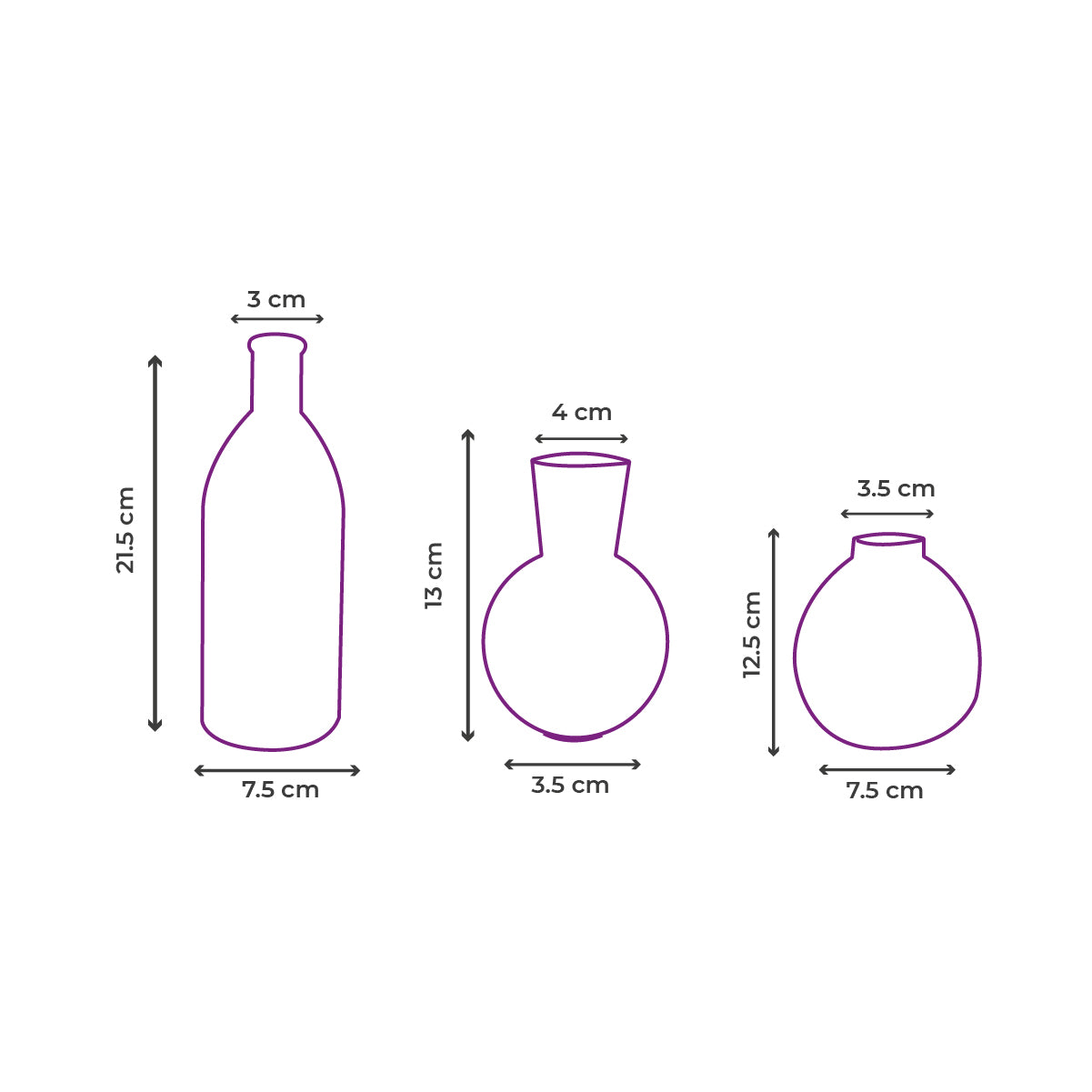 Set de 3 Jarrones Decorativos de Cerámica Paq. 1