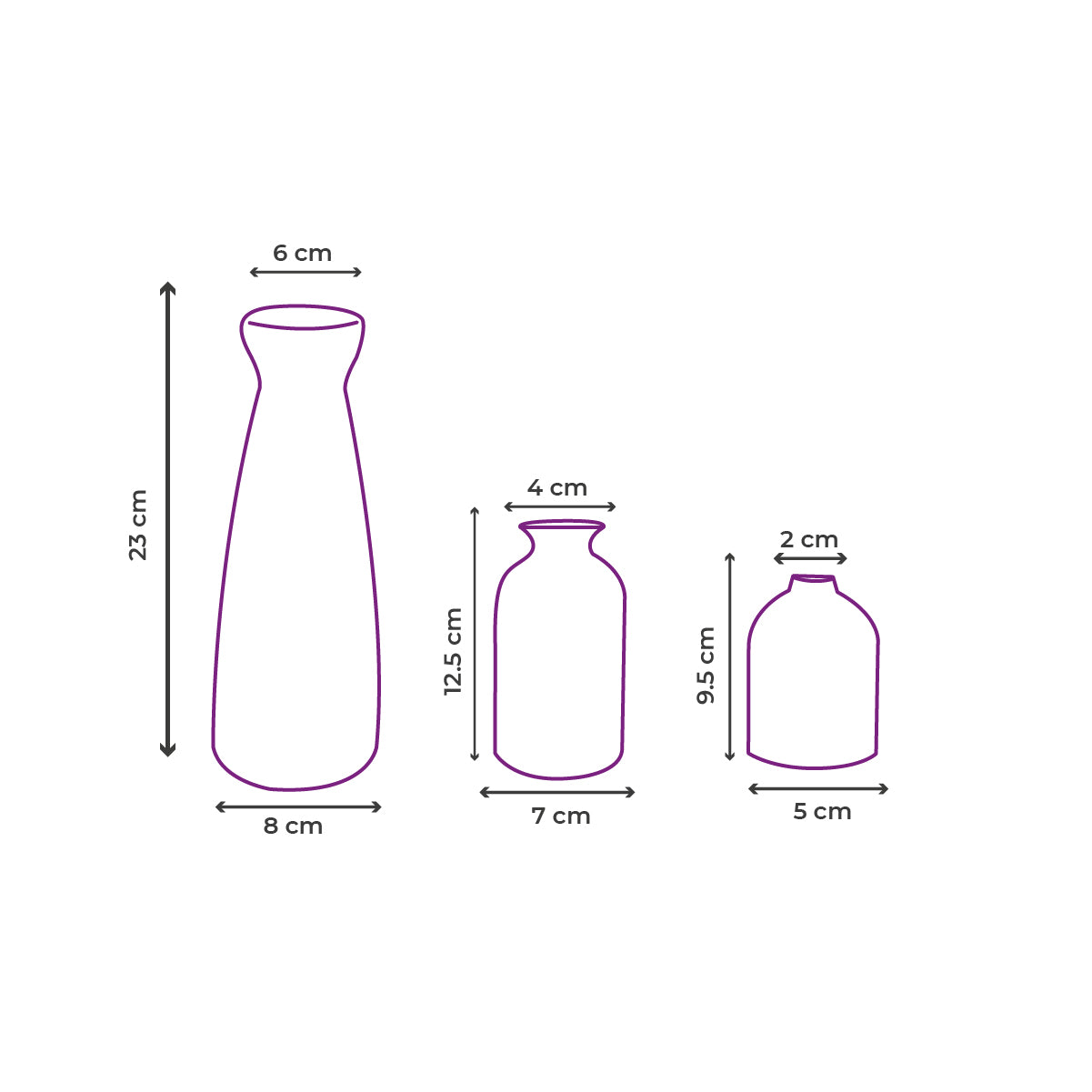 Set de 3 Jarrones Decorativos de Cerámica Paq. 2