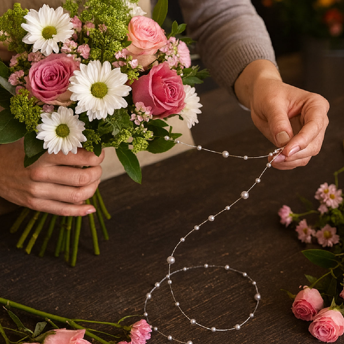 Cuerda decorativa plástica tipo perla