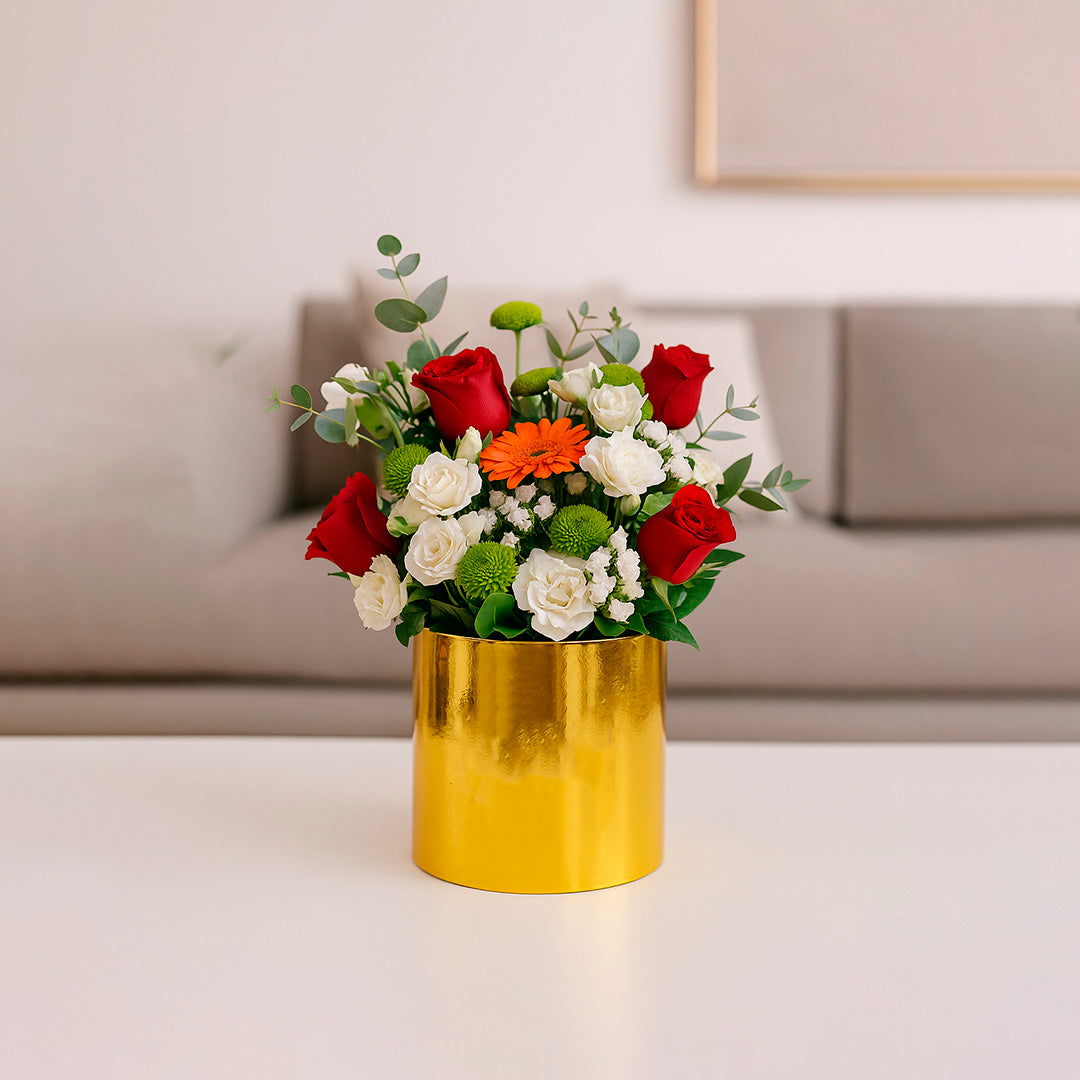 Caja cilíndrica metalizada para flores, set de 3 piezas para arreglos y regalos