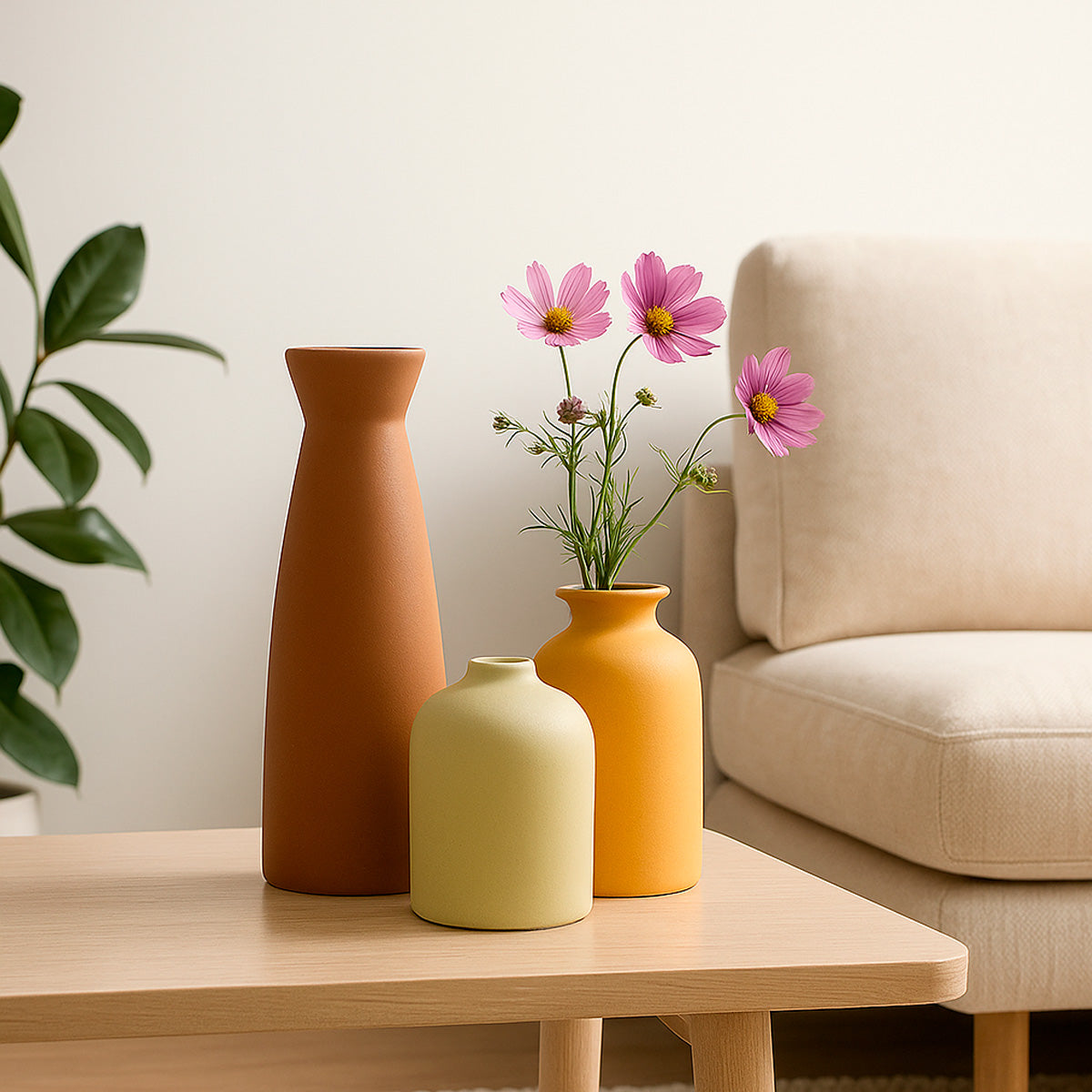 Set de 3 Jarrones Decorativos de Cerámica Paq. 2